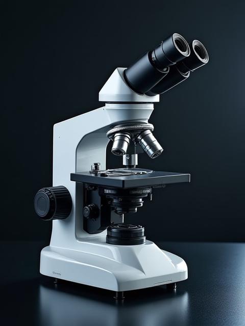 Microscopio de laboratorio de alta resolución con oculares binoculares.